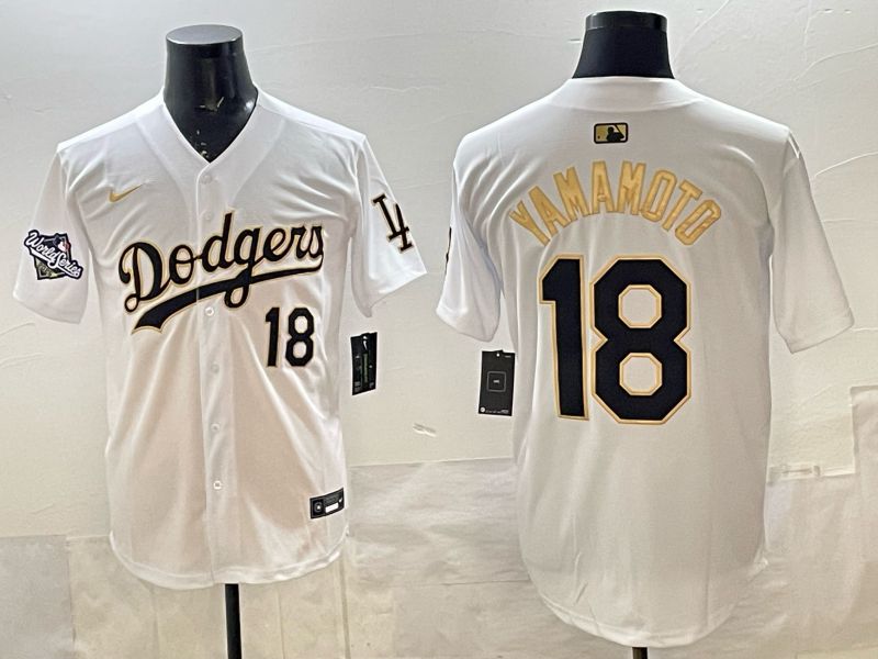 Men 2026 Nike Los Angeles Dodgers #18 Yamamoto White Game MLB Jersey 016->los angeles dodgers->MLB Jersey
